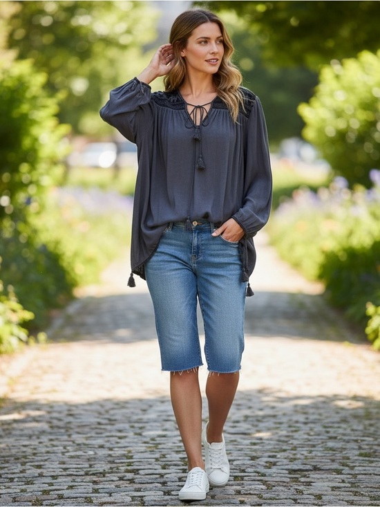 POL Tops - POL Aztec Elephant Print Charcoal BOHO Tassel Tunic Top!